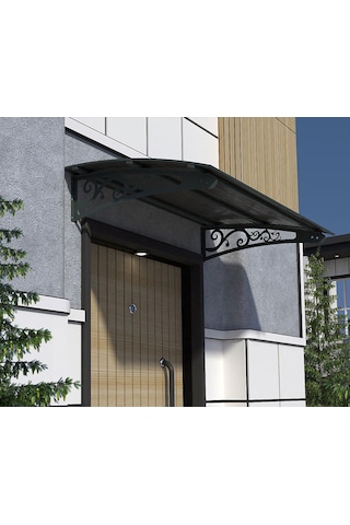 Metal Taşıyıcılı Kapı Üstü Pratik Sundurma Antrasit - Siyah Levha 200 X 150 Md2 Antrasit Gri