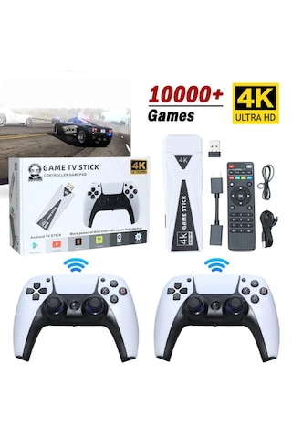 Qasul U10 Android Game TV Stick  + 64 GB Hazıfa Kartı + 2 Kablosuz Oyun Kolu