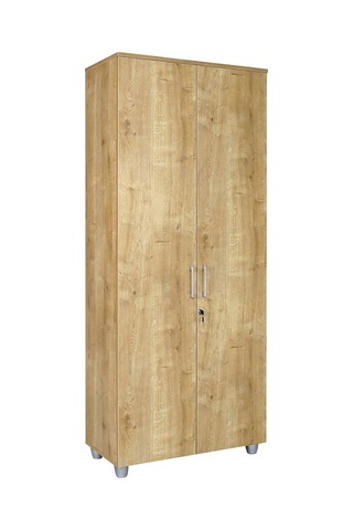 Kilitli Ve Bölmeli Çok Amaçlı Dolap, Ofis Ve Ev İçin Kilitlenebilir Ahşap Dolap, 190x80x40cm Safir Meşe
