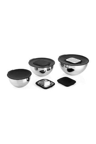 Schafer Lucas Çelik Karıştırma Kabı 16/20/24 Cm 10 Parça-siyah Inox
