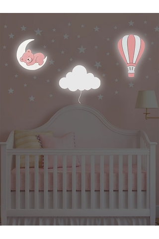 Bugybagy Ayıcık Bulut Balon 56'lı Sticker Seti Pembe