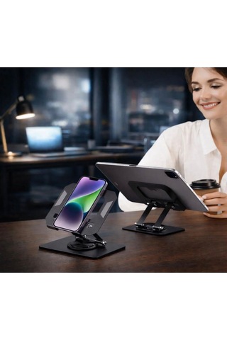 Ayarlanabilir Metal Tablet Telefon Standı 360 Dönebilen Kaymaz Taban Ergonomik Taşınabilir Stand