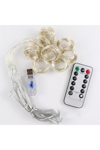 Exeo Usb Perde Peri Led Kumandali Dekoratif Su Geçirmez Beyaz