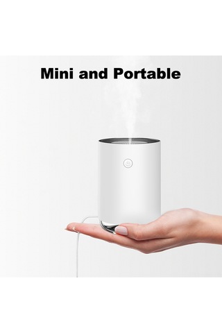 Honmex Beyaz Mini Nemlendirici - Sürekli/aralıklı Sprey Modu, Gece Işığı, Otomatik Kapatma, 220ml Kapasite