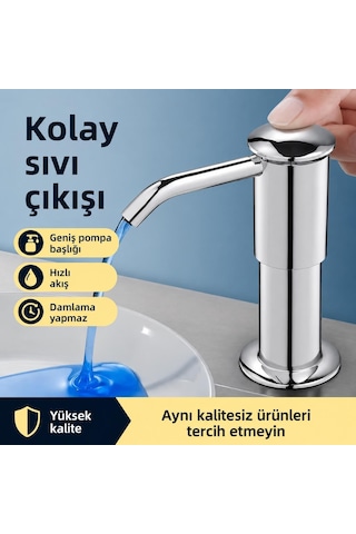 Valkyrie Ankastre Sıvı Sabunluk Pompası Tezgah Üstü Deterjanlık Uzatma Hortumlu Gümüş