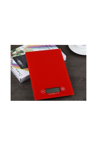 Dijital Hassas Terazi Cam Mutfak Tartı 5 Kg / 1 Gr - Kırmızı