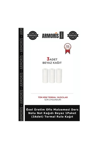 Özel Üretim Ofis Malzemesi Ders Notu Not Kağıdı Beyaz 1paket 3adet Termal Rulo Kağıt