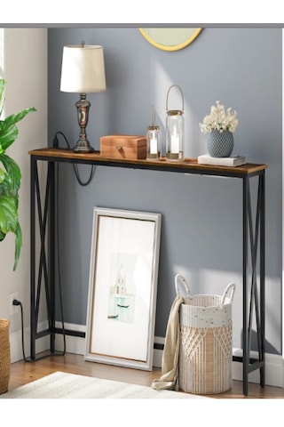 Umutpark Metal Ahşap Dekoratif Dresuar. Ceviz - Siyah