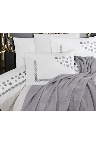 Goldroom Ahenk 7 Parça Pamuklu Pike Takımı. Gri