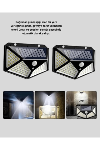 Solar Bahçe Lambası 100 Led Hareket Sensörlü Güneş Enerjili Çok Renkli