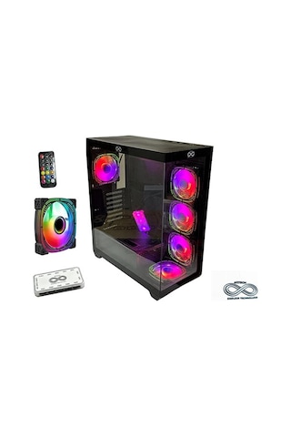 Aztech Azt101 B 5 X Rgb Fan Uzakdan Kumanda Siyah Akvaryum Gamin Kasa Temper Cam , Rgb Switch