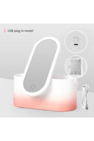 Yifomall Usb Şarjlı Led Aydınlatmalı Büyüteçli Makyaj Aynası Ve Saklama Kutusu