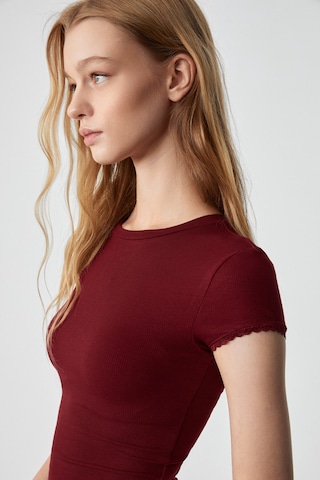 Grımelange DULCE Kadın Slim Fit Kısa Kollu Kiremit Rengi T-Shirt