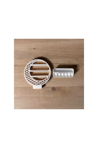 Dekoratif Beyaz Plastik Takı Standı Ve Organizeri - Küpelik Yüzüklük Takı Askısı 190x207x4 Mm Beyaz