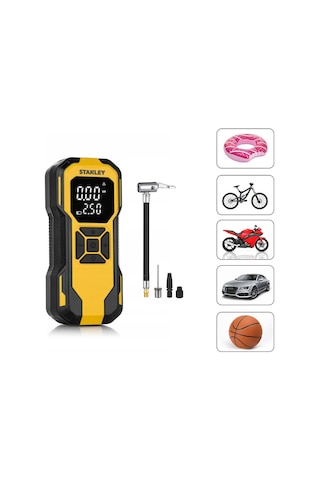 Stanley Sxıf0101 12v / Şarjlı Li-ion 150 Psı Dijital Göstergeli Akıllı Lastik Şişirme Pompası+powerbank+sos+led Lamba