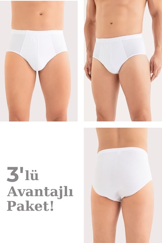Arma Yıldız Erkek Pamuklu Külot Düz Beyaz Beli Lastikli 3'lü Paket