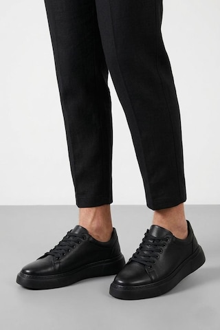 Papuçcity Pisagor Ps-581 Erkek Hakiki Deri Sneakers Spor Ayakkkabı Siyah