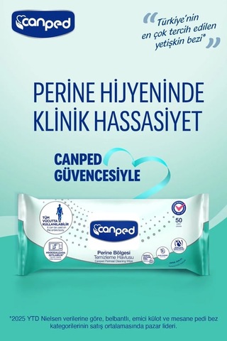 Canped Perine Bölgesi Temizleme Havlusu 50 Li 16'li Paket
