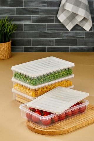 Multi Box 4 Lü Set Saklama Kabı Seti - Dondurucu & Mikrodalga Uyumlu Krem