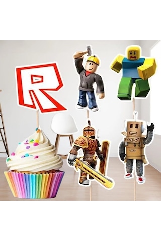 Kürdan Roblox Temalı 10lu Doğum Günü Cupcake İkramlık Süsü