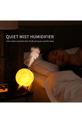 Dianziye Ev İçin 3 Renkli Gece Lambalı Sessiz Nemlendirici, 880ml Büyük Kapasite, Sürekli/aralıklı Sprey Modu, 36db'den Az Gürültü, Hava Nemlendirme Ve Cilt Bakımı