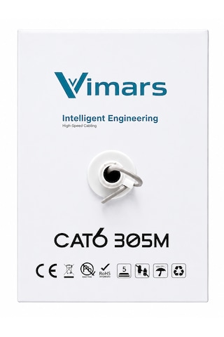 Vimars Cat6 23awg 305 Metre 0.50mm Gri Utp Ethernet İnternet Kablosu 305m