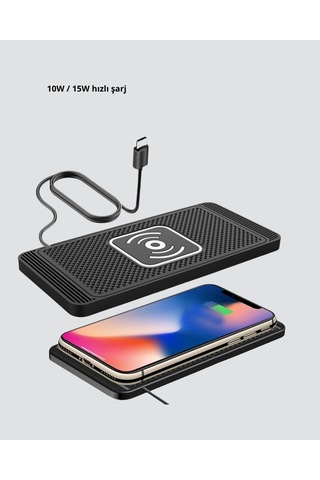 Manyetik Kablosuz Şarj Pedi 15w Hızlı Şarj Kaymaz Silikon Qi Destekli