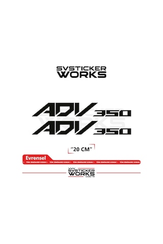 Honda Adv 350 Sticker Uyumlu Yazı Yüksek Kalite Özel Kesim Folyo 2'li Set Siyah