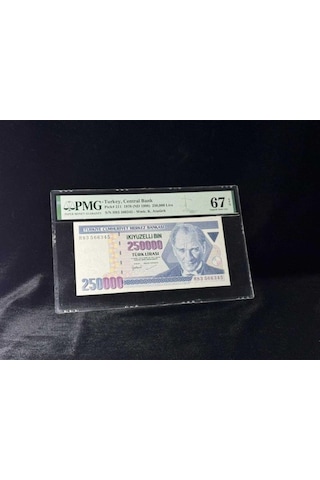 Türk Lirası Pmg 67 Epq Superb Gem Unc 250.000 Lira P 211 1970 Nd 1998 S/n H83 7. Emisyon 3. Terti