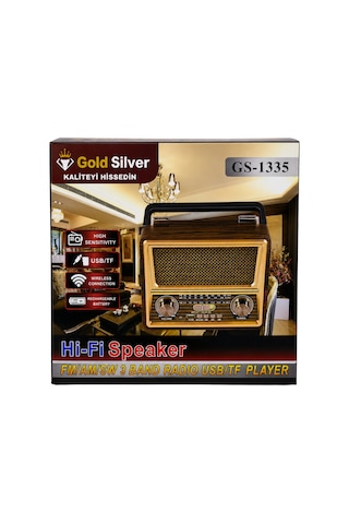 Gold Silver Gs-1335 Retro Tasarım Bluetooth Şarjlı Nostalji Radyo