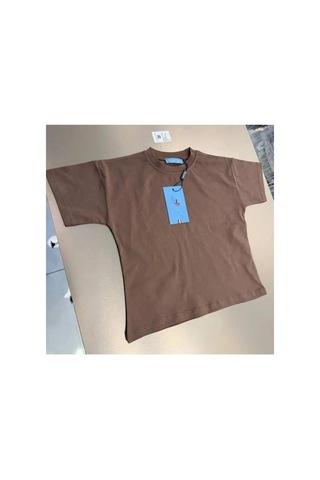 Poala Kids Basic Overisize Tshirt Kahverengi