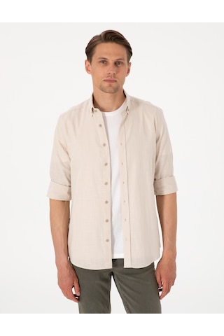 Pierre Cardin Erkek Bej Gömlek Desenli 50307025-vr011 Bej