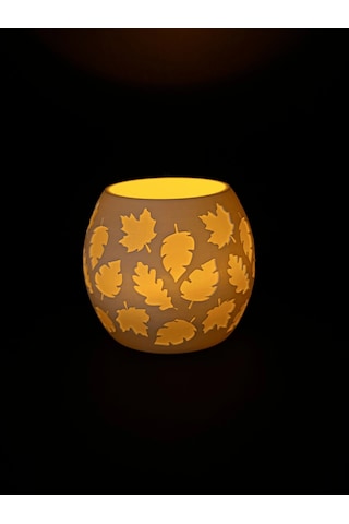 3d Baskı Yaprak Desenli Tealight Mumluk Sonbahar Yaprakları Kabartmalı Dekoratif Şamdan Masa Süsü Renkli