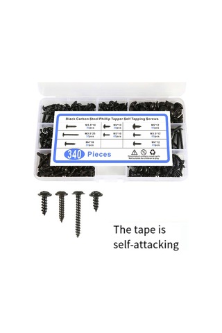 Nayomiglow Siyah Karbon Çelik Kılavuz Vidalar Rondelalı Yuvarlak Vidalar 17x10x3cm