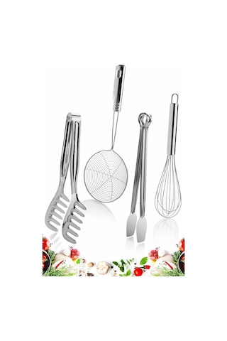 Kepçe Kevgir Makarna Salata Maşası Karıştırıcı Tel Çırpıcısı Izg Metal