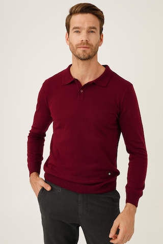 İgs Erkek Bordo Standart Polo Yaka Düğmeli Triko Bordo