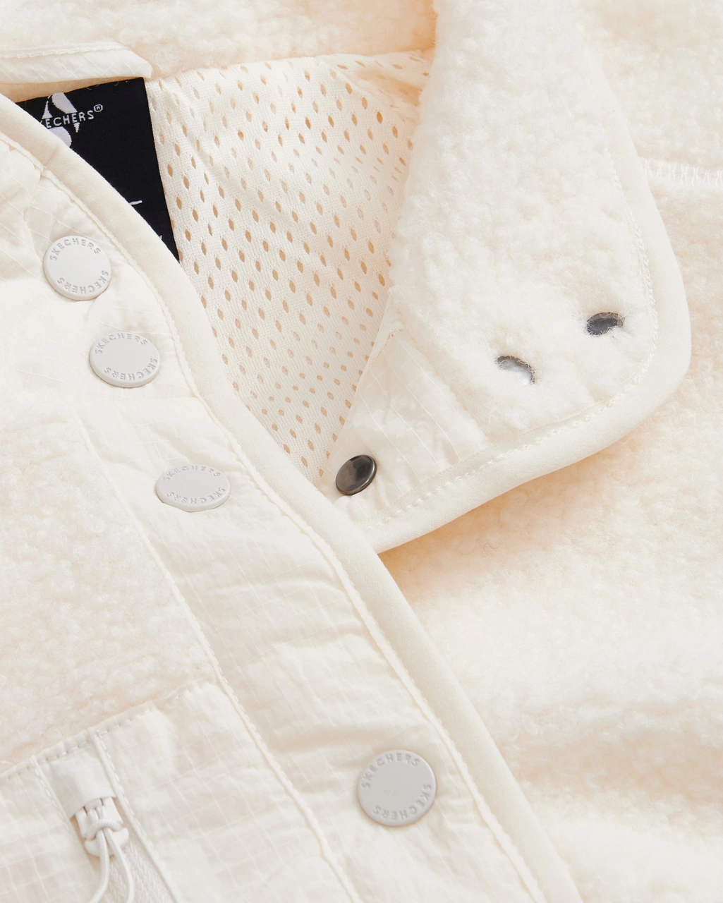 Skechers W Woven Detailed Pull Over Sherpa Kadın Beyaz Mont S2520218-3855 Beyaz