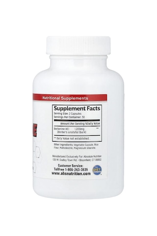 Absolute Nutrition, Berberine, 60 Capsules 600 Mg Per Capsule