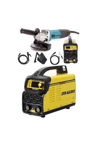 Dragro DRG-200kynk Technology Sarı Çift Kartlı 200 Amper Invertör Kaynak Makinası 3000W Taşlama 2li Set