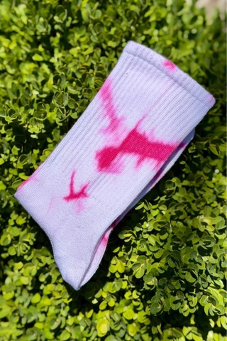 Lousocks Unisex Beyaz Batik Desenli Soket Spor Çorap