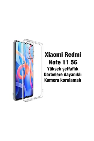 Ally Xiaomi Redmi Note 11 5g Kılıf Kamera Korumalı Ultra İnce Şeffaf Silikon Kılıf- 5775 Şeffaf 2