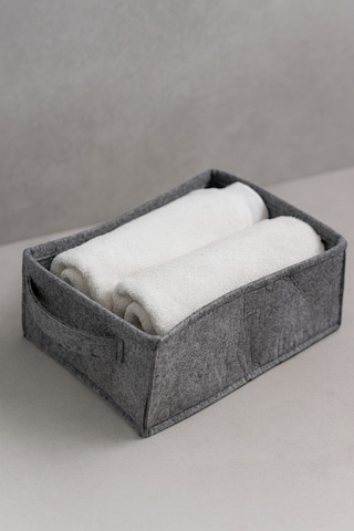 Yunusoğlu Home Dolap İçi Çamaşır Oyuncak Düzenleyici Keçe Saklama Kutusu Sepet Organizer 38x25x13 Cm Gri