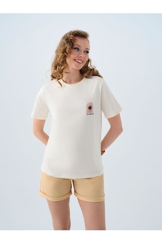 LOFT Regular Fit Kadın Tshirt K.kol Lf2039073 Q1.v1 Ekru