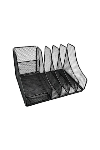 Temel Siyah Metal Mesh Masaüstü Organizer Çekmeceli Dosyalık 25x18x15 Cm 9538