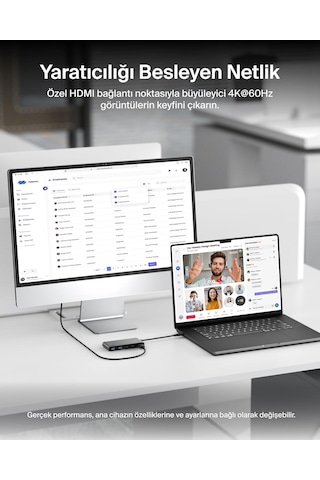 Belkin Avc023 7in1 100w Usb-c Multiport Hub 2x Usb-c , 2x Usb-a , 1x Hdmı 4k 60hz , Sdµ Sd Card Reader - Uzay Grisi