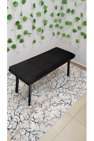 Özcan Metal Metal Tasarım Ayaklı Metal Kasalı Bench Mutfak Salon Antre Yatak Odası Puf Bank Siyah