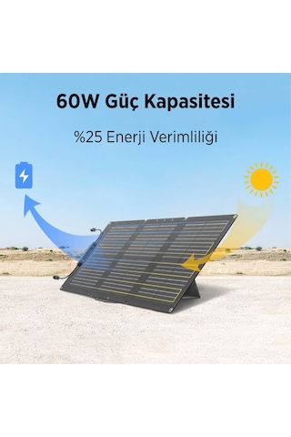 Bix 60w Katlanabilir Taşınabilir Solar Şarj Paneli Ip67 Suya Dayanıklı Usb-a Usb-c Ve Dc Çıkışlı Power Station Uyumlu Kamp Karavan Outdoor Güneş Paneli