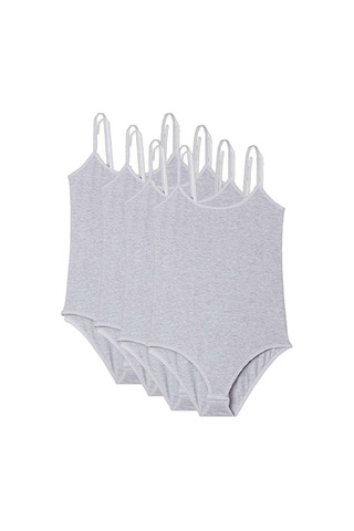 Seher Yıldızı Beyaz Renk 12'lü Paket Seher Ip Askılı Kadın Çıtçıtlı Body Gri