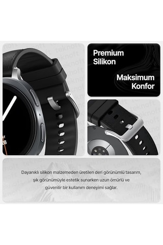 Samsung Galaxy Watch 8 40mm/44mm Ve Watch 8 Classic 46mm İle Uyumlu Metal Bağlantılı, Konforlu Ve Yumuşak Deri Görünümlü Silikon Kordon