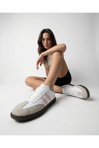 Wipper Retro Serisi Vintage Tasarım Günlük Sneakers Old Money Stil Şık Ve Rahat Kadın Spor Ayakkabı Beyaz Pudra Pembe